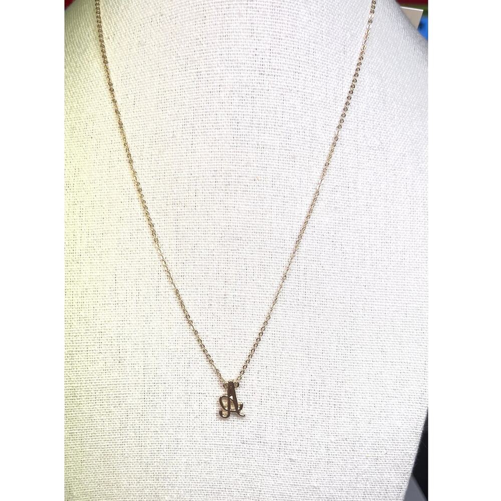 Crown & Ivy Monogram Initial Letter "A” Necklace Gold Tone